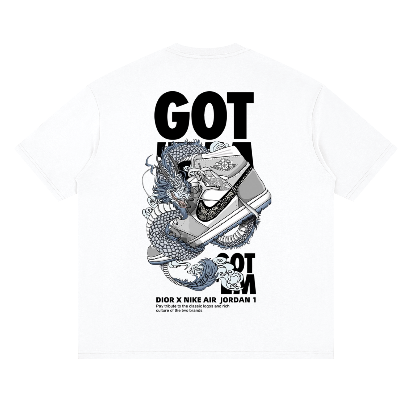 Dior X Nike Streetwear Loose Drop Shoulder T-Shirt