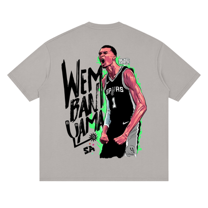 Victor Wembenyama Radioactive Graphic Streetwear Loose Drop Shoulder T-Shirt
