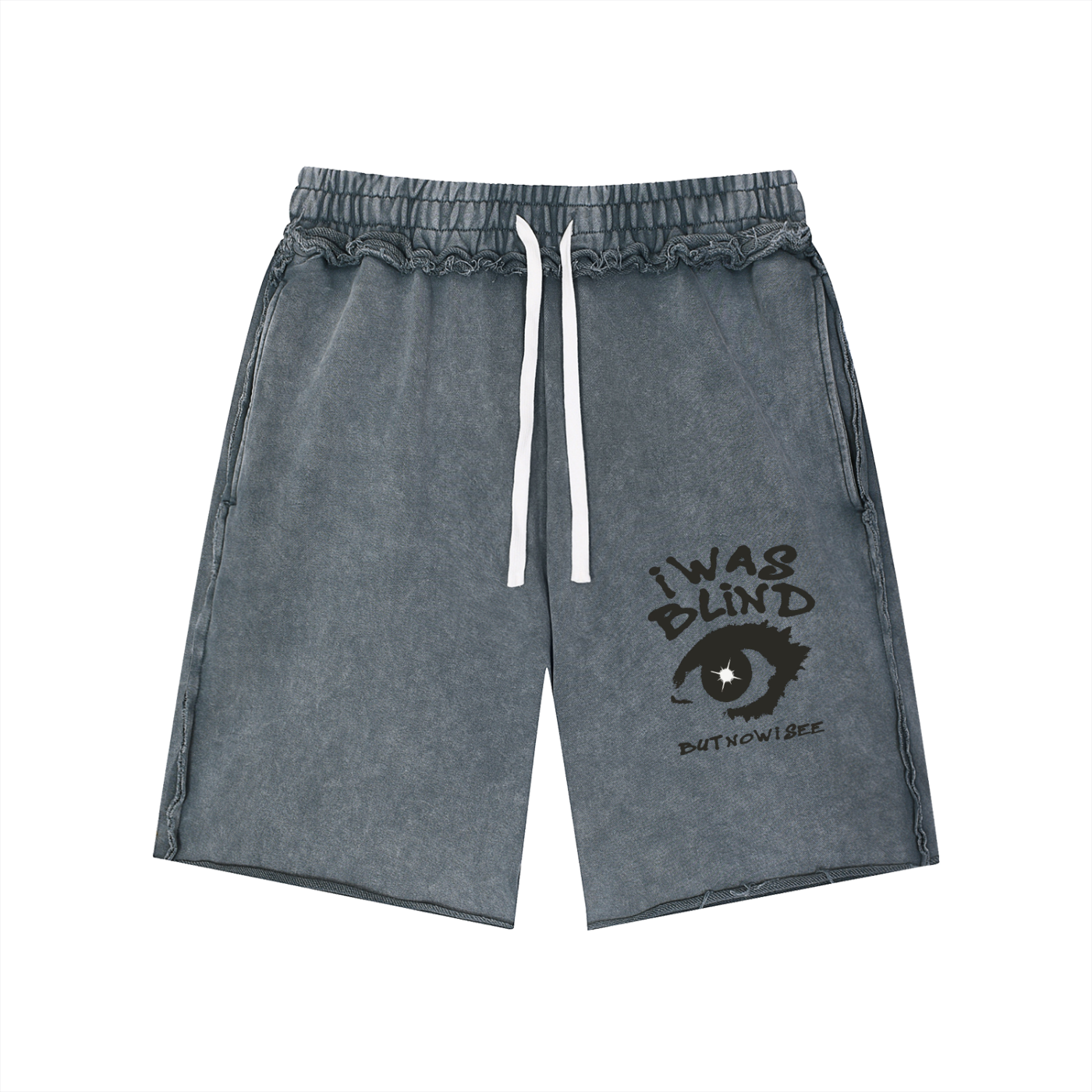I was Blind Unisex Mineral Wash Raw Edge Shorts