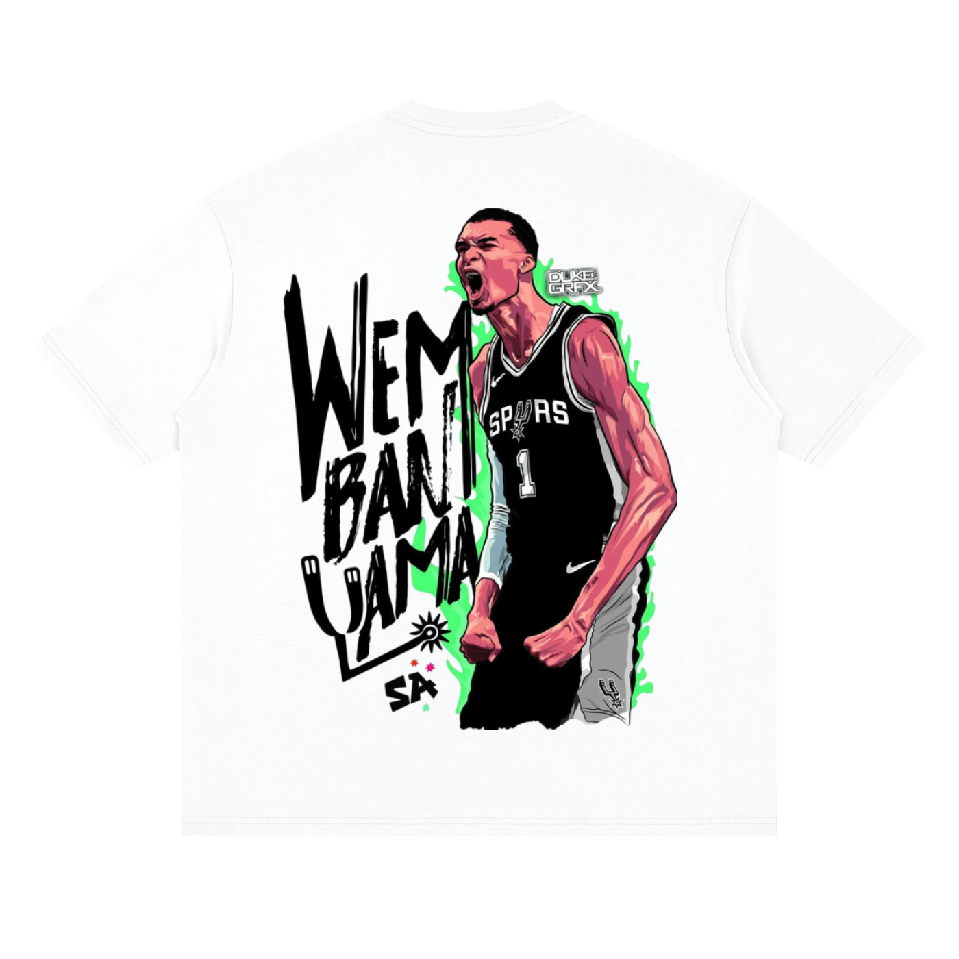 Victor Wembenyama Radioactive Graphic Streetwear Loose Drop Shoulder T-Shirt